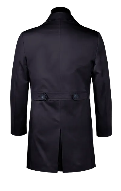  Trench coat Hombre de botonadura simple azul larga