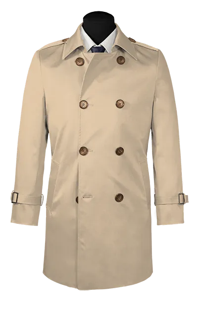  Trench coat para Hombre beige larga con cinta en los hombros