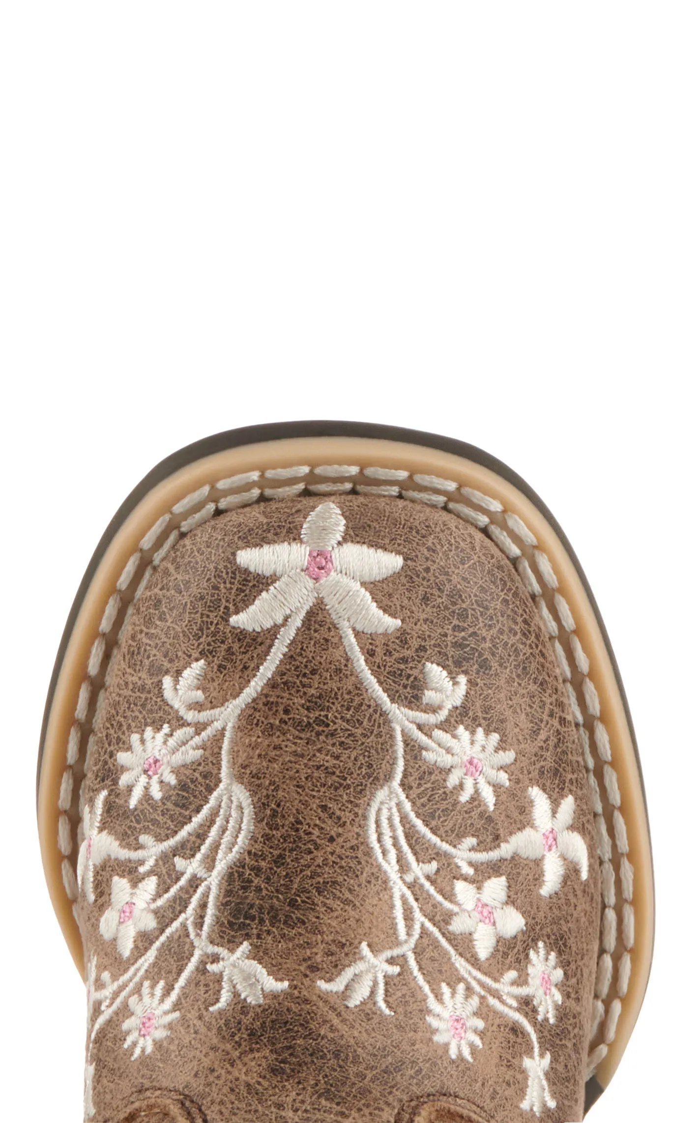 Twister Toddler Lily Brown with White Floral Embroidery Square Toe Cowboy Boots