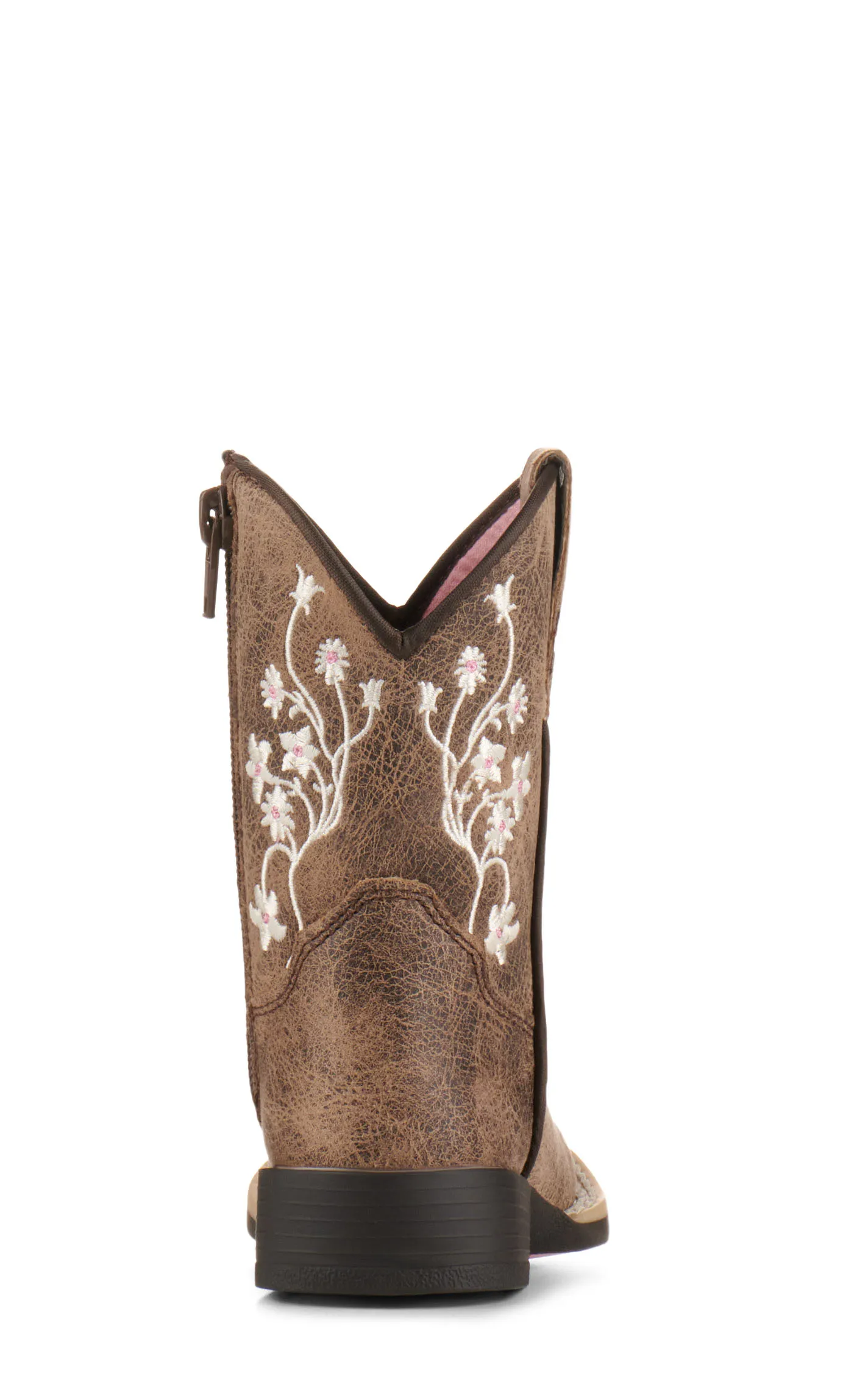 Twister Toddler Lily Brown with White Floral Embroidery Square Toe Cowboy Boots