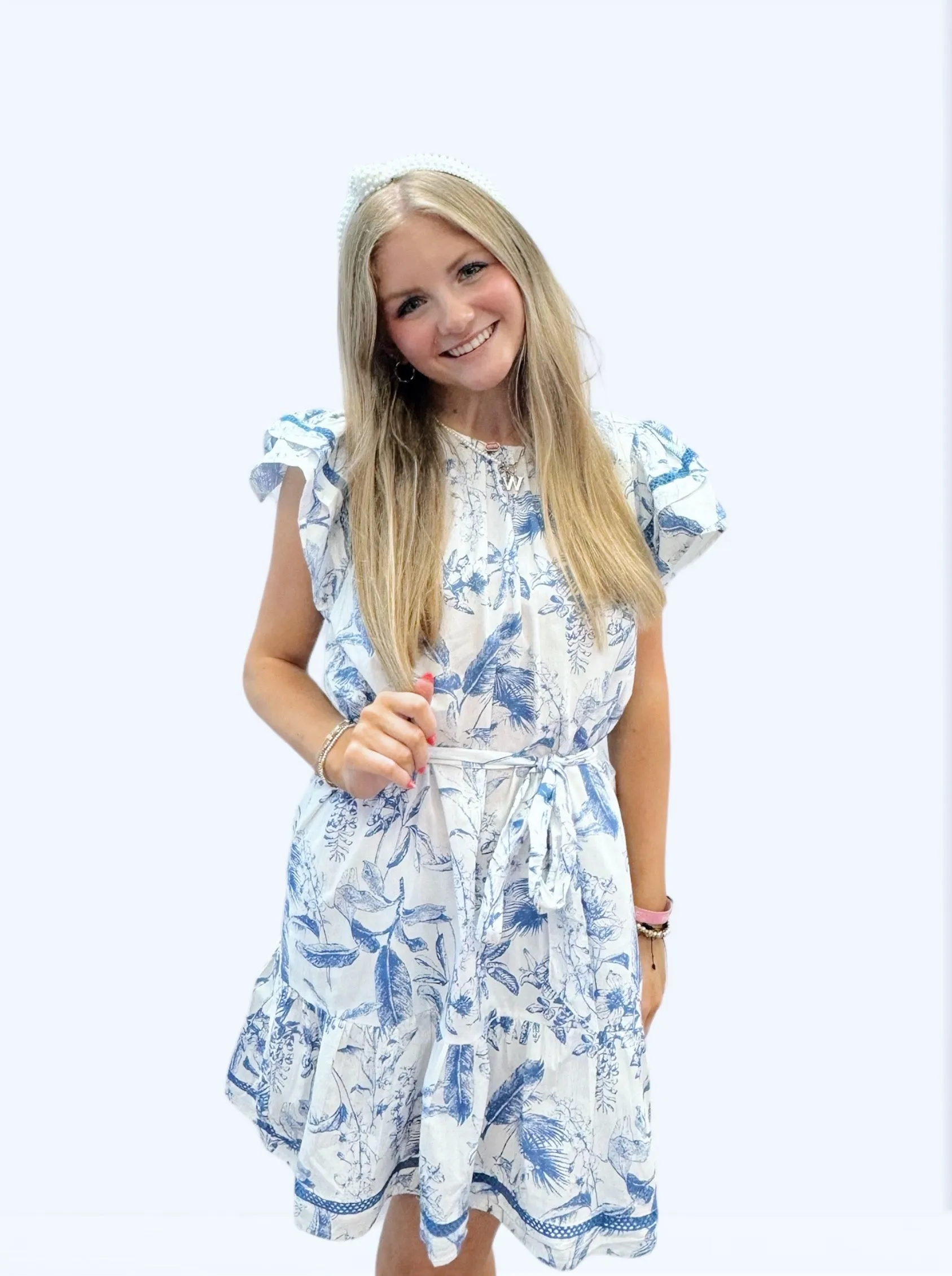 Umgee Two Tone Abstract Print Dress