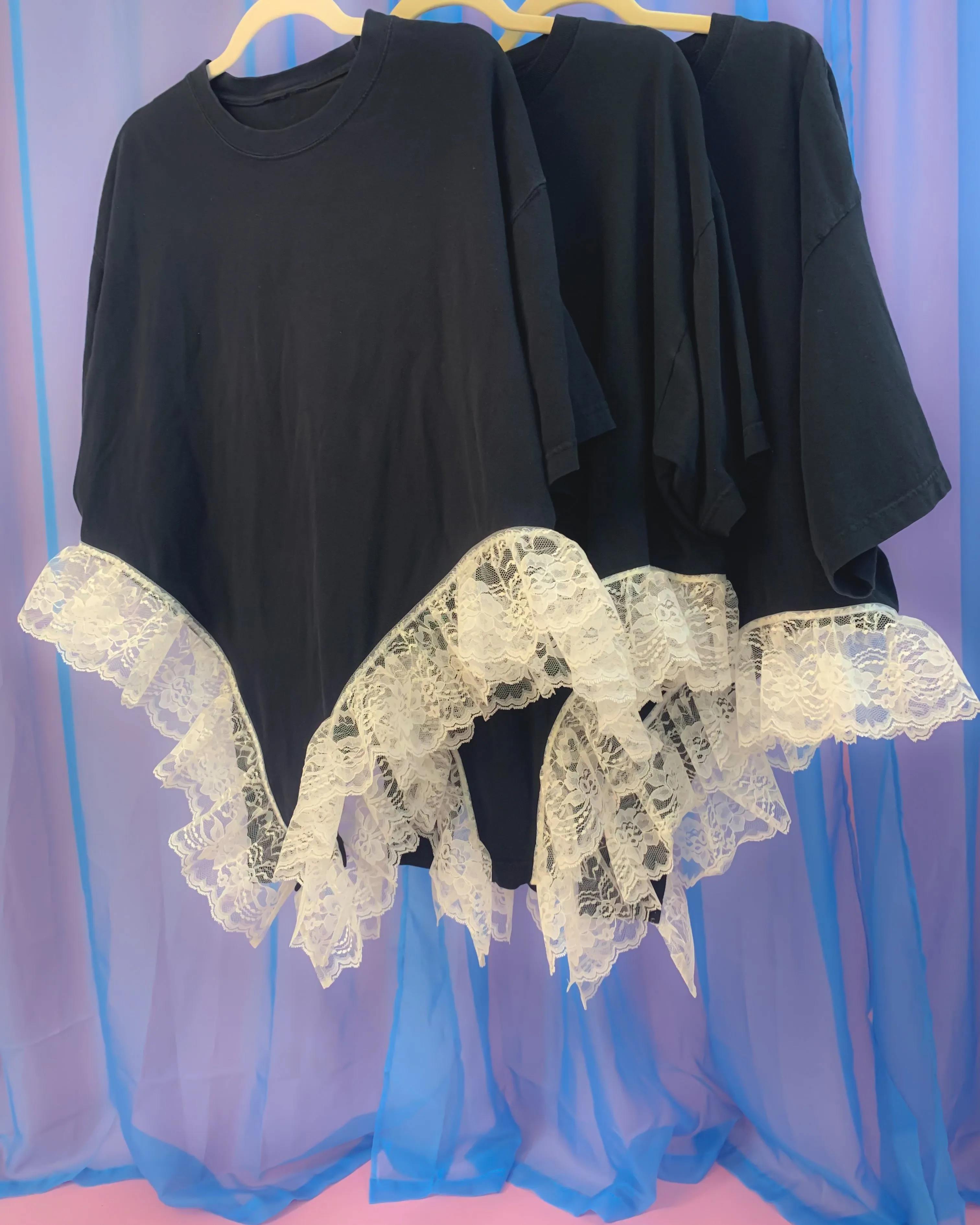 upcycled lace negligee t-shirt for sale