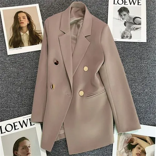 Women's Coat Long Sleeve Blazers Button Vacation Solid Color