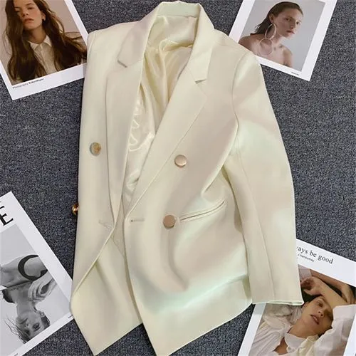 Women's Coat Long Sleeve Blazers Button Vacation Solid Color