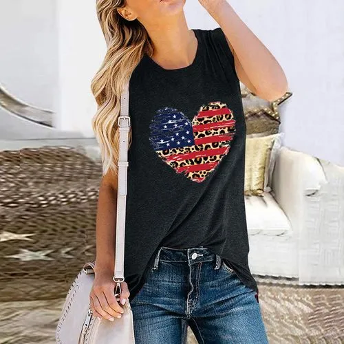 Women's Racerback Tank Tops Tank Tops Simple Style Heart Shape American Flag