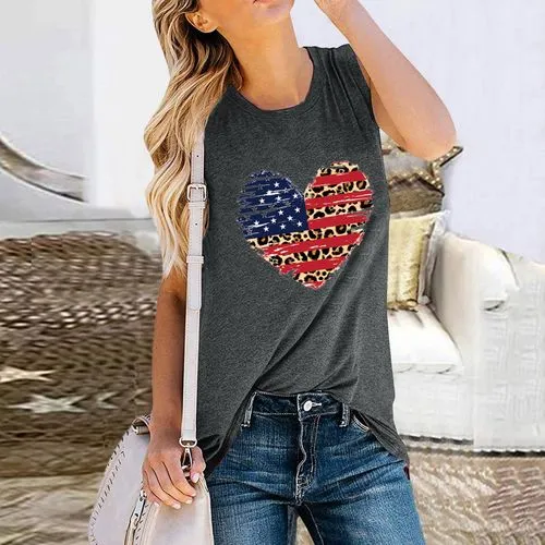 Women's Racerback Tank Tops Tank Tops Simple Style Heart Shape American Flag