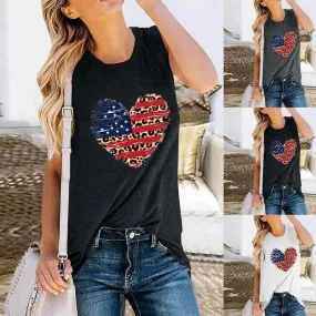 Women's Racerback Tank Tops Tank Tops Simple Style Heart Shape American Flag