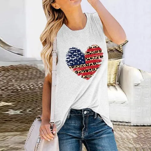 Women's Racerback Tank Tops Tank Tops Simple Style Heart Shape American Flag