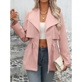 Women's Streetwear Solid Color Placket Coat Trench Coat