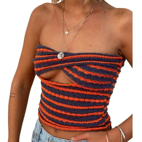 Women's Tank Top Tank Tops Contrast Binding Hollow Out Fashion Stripe