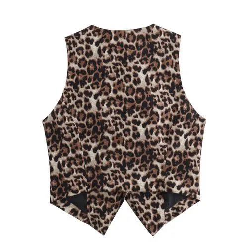 Women's Vest Sleeveless Tank Tops Button Streetwear Leopard