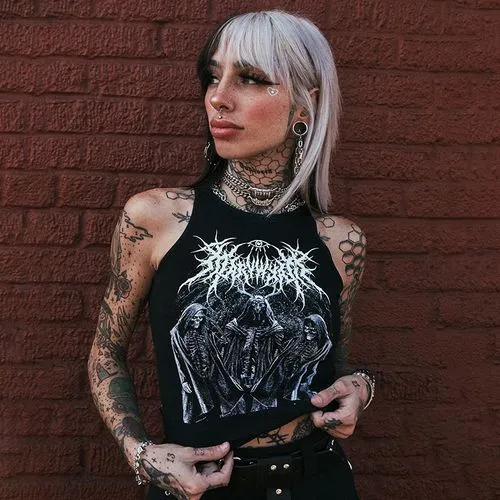 Women's Vest Tank Tops Dark Style Streetwear Skull