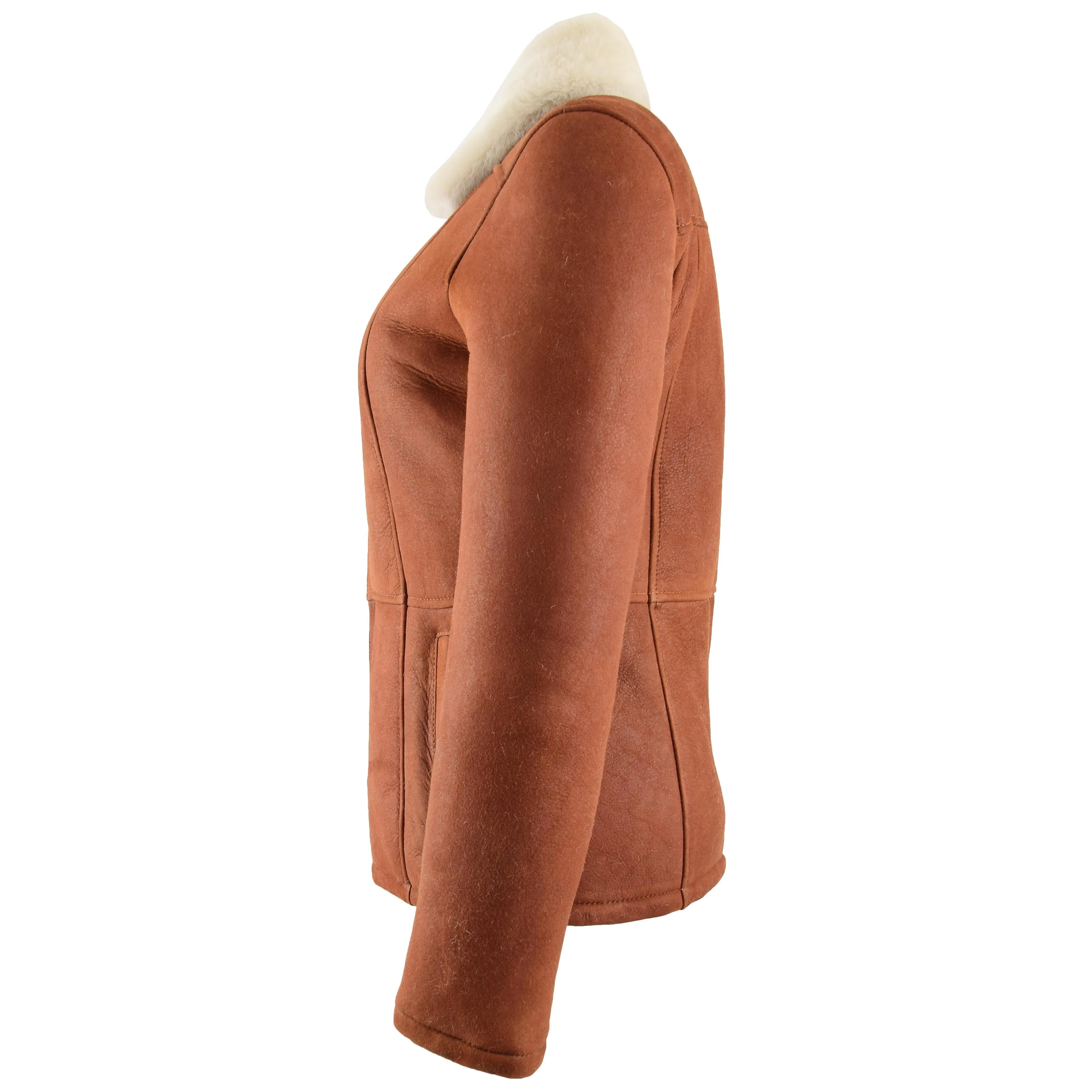 Womens Sheepskin Mid Length Coat Scarlett Whiskey