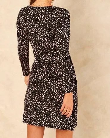 Wrap Animal Floral Printed Dress - Short Length with Belt